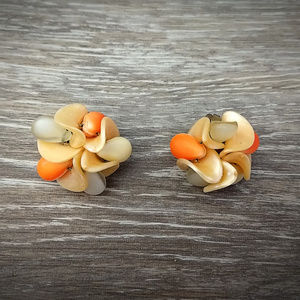 Vintage Orange & Peach Cluster Clip-Ons